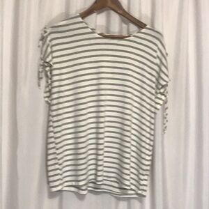 Green Envelope Striped Cold Shoulder Top Sz X-Large